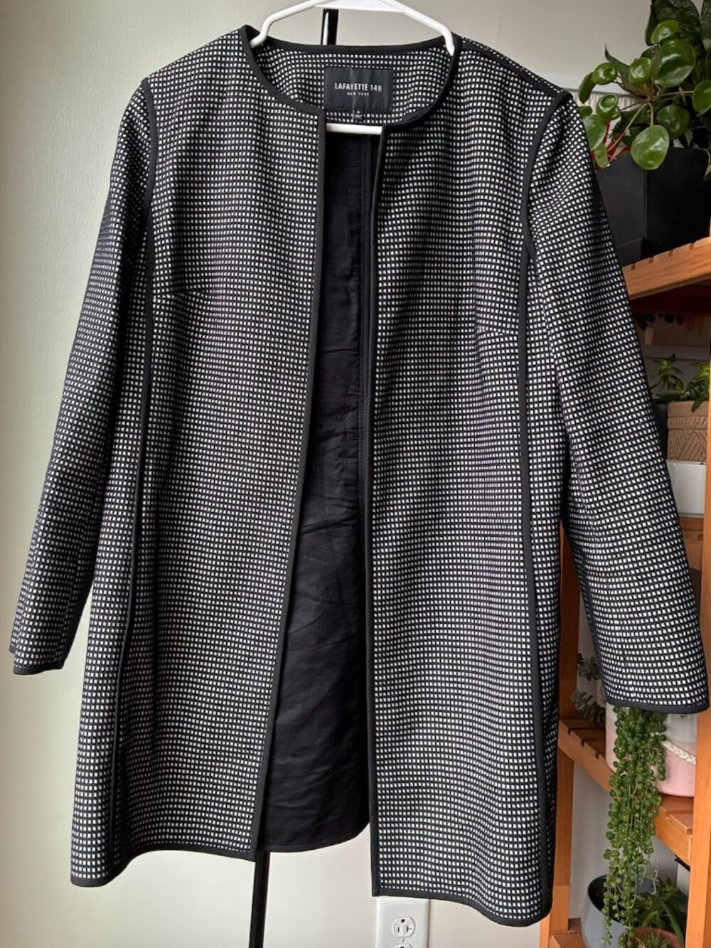Lafayette 148 New York Black and White Checkered Blazer/Jacket - Size 8